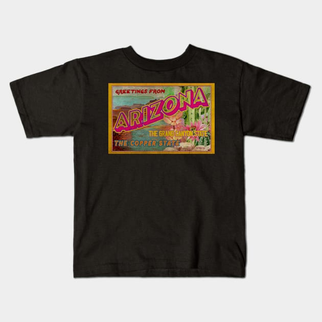 Greetings from Arizona Kids T-Shirt by Nuttshaw Studios